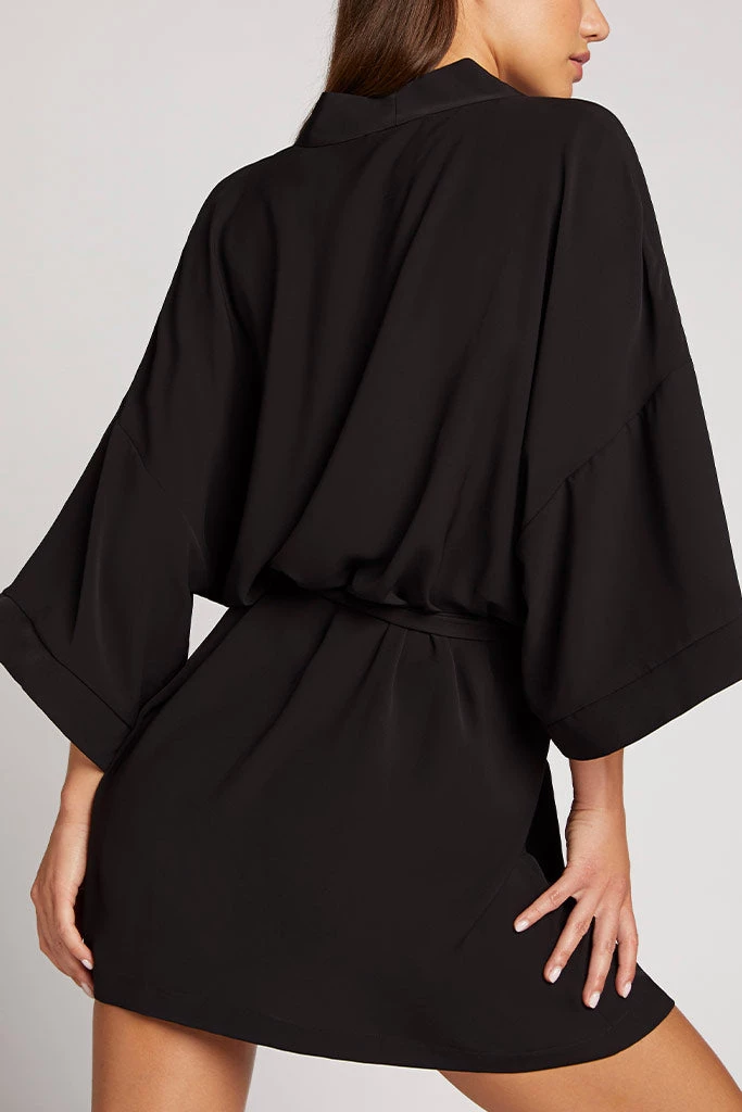 Negative Underwear Lounge Supreme Mini Robe In Black 2 Negative Underwear Lounge Supreme Mini Robe In Black