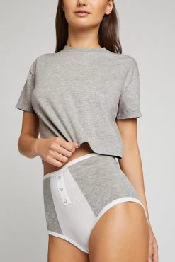 Negative Underwear Uniform Crop Tee In Heather Grey