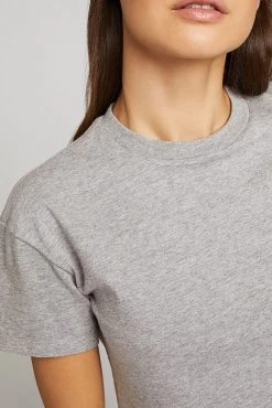 Negative Underwear Uniform Crop Tee In Heather Grey