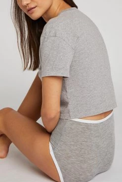 Negative Underwear Uniform Crop Tee In Heather Grey