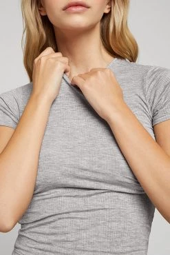 Negative Underwear Whipped Baby Tee In Heather Grey Lounge