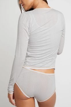 Negative Underwear Lounge Whipped Cardi In Moon Metallic