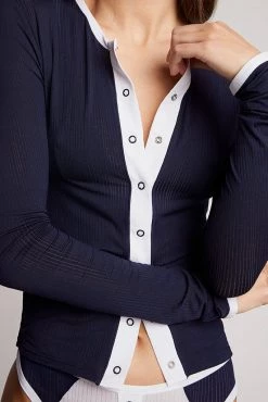 Negative Underwear New Whipped Cardi In Navy + White