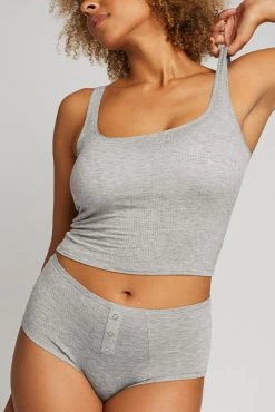 Negative Underwear Whipped Cropped A-Top In Heather Grey