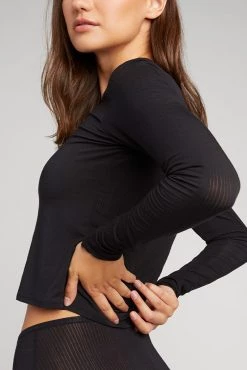 Negative Underwear Lounge Whipped Cropped Long Sleeve In Black 7 Negative Underwear Lounge Whipped Cropped Long Sleeve In Black