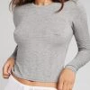 Negative Underwear Lounge Whipped Cropped Long Sleeve In Heather Grey
