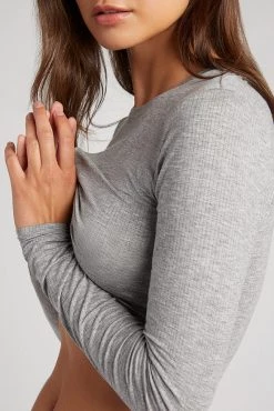 Negative Underwear Lounge Whipped Cropped Long Sleeve In Heather Grey 9 Negative Underwear Lounge Whipped Cropped Long Sleeve In Heather Grey