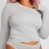 Negative Underwear Whipped Cropped Long Sleeve In Moon Metallic