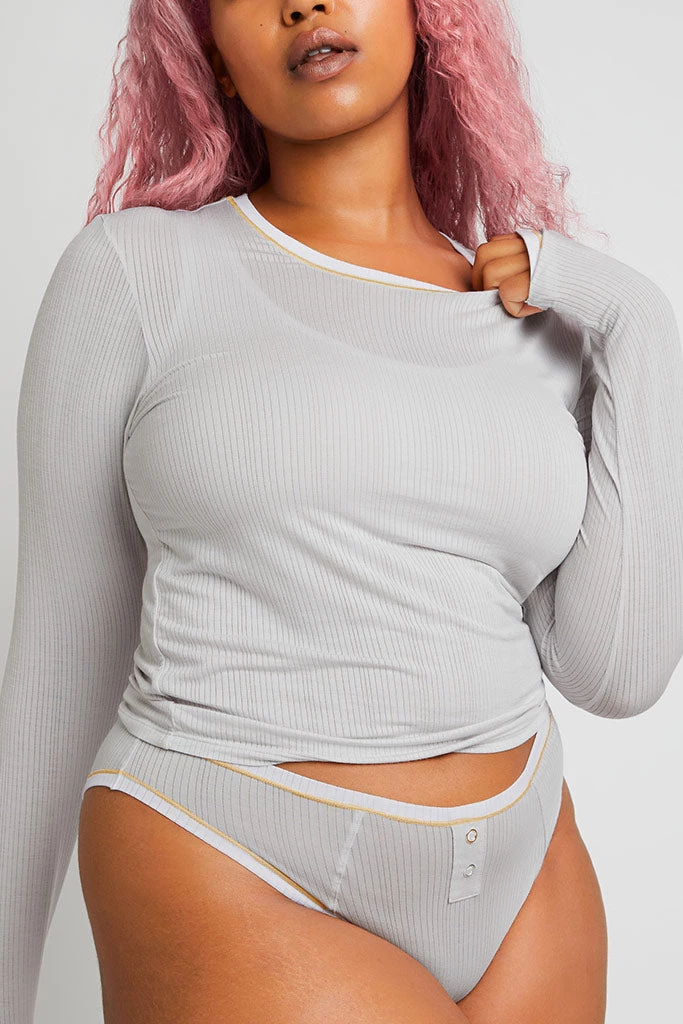 Negative Underwear Whipped Cropped Long Sleeve In Moon Metallic 1 Negative Underwear Whipped Cropped Long Sleeve In Moon Metallic