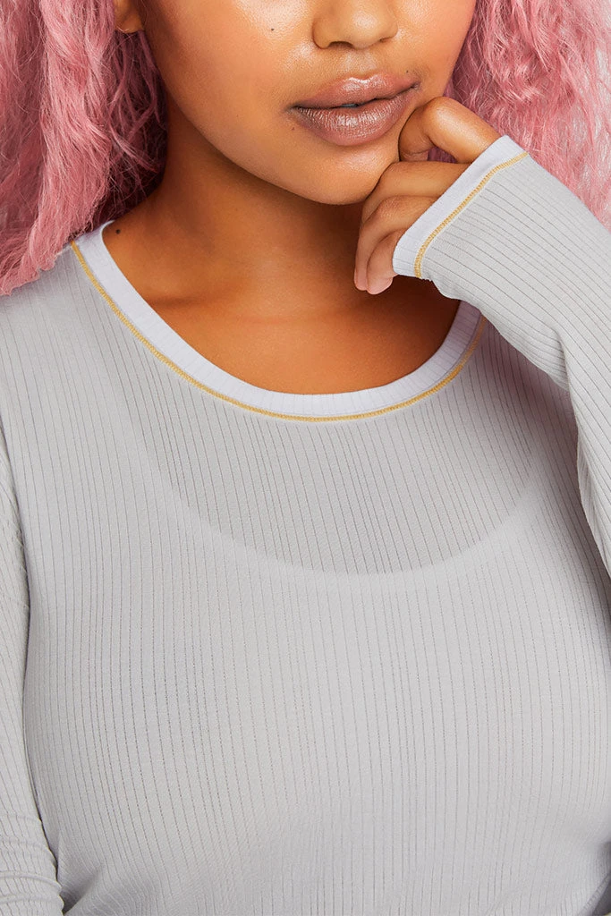 Negative Underwear Whipped Cropped Long Sleeve In Moon Metallic 3 Negative Underwear Whipped Cropped Long Sleeve In Moon Metallic