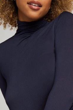 Negative Underwear Lounge Whipped Turtleneck In Navy