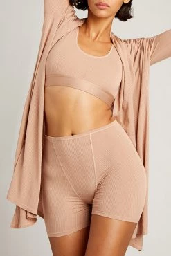 Negative Underwear Lounge Whipped Wrap In Buff