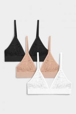 Negative Underwear Essaouira Triangle Bra In Black And In Buff And In White (3 Pack)