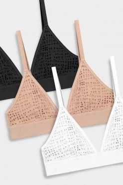 Negative Underwear Essaouira Triangle Bra In Black And In Buff And In White (3 Pack)