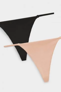 Negative Underwear Underwear Glacé G-String In Black And In Buff (2 Pack)