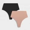 Negative Underwear Underwear Glacé High-Waist Thong In Black And In Buff (2 Pack)