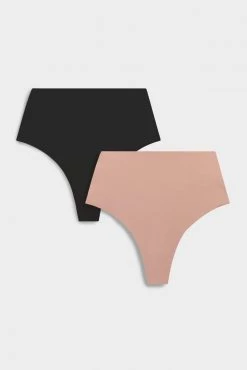 Negative Underwear Underwear Glacé High-Waist Thong In Black And In Buff (2 Pack)