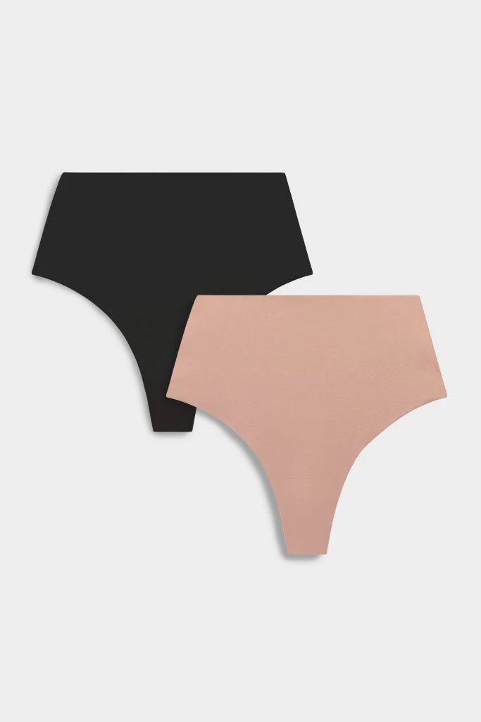 Negative Underwear Underwear Glacé High-Waist Thong In Black And In Buff (2 Pack) 1 Negative Underwear Underwear Glacé High-Waist Thong In Black And In Buff (2 Pack)