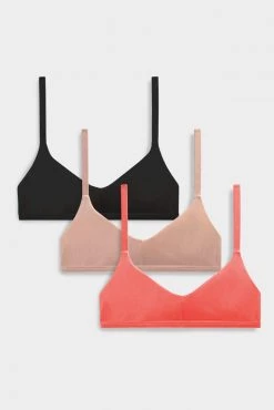 Negative Underwear Glacé Non-Wire Bra In Black And In Buff And In Coral (3 Pack)