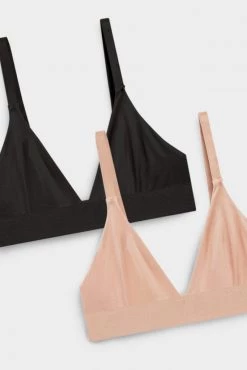 Negative Underwear Glacé Triangle Bra In Black And In Buff (2 Pack) Bras