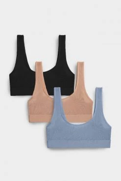 Negative Underwear Sieve Bra Top In Black And In Buff And In Slate (3 Pack) Bras