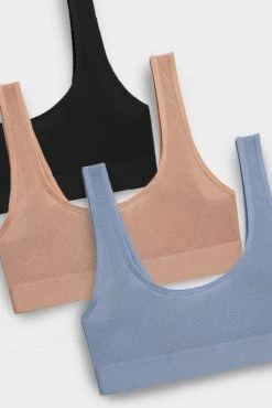 Negative Underwear Sieve Bra Top In Black And In Buff And In Slate (3 Pack) Bras