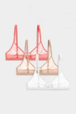 Negative Underwear Sieve Cutout Bra In Coral And In Buff And In White (3 Pack) Bras