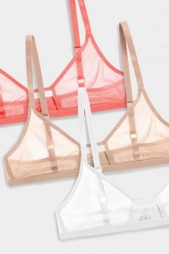Negative Underwear Sieve Cutout Bra In Coral And In Buff And In White (3 Pack) Bras