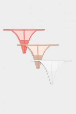 Negative Underwear Sieve G-String In Coral And In Buff And In White (3 Pack) Underwear