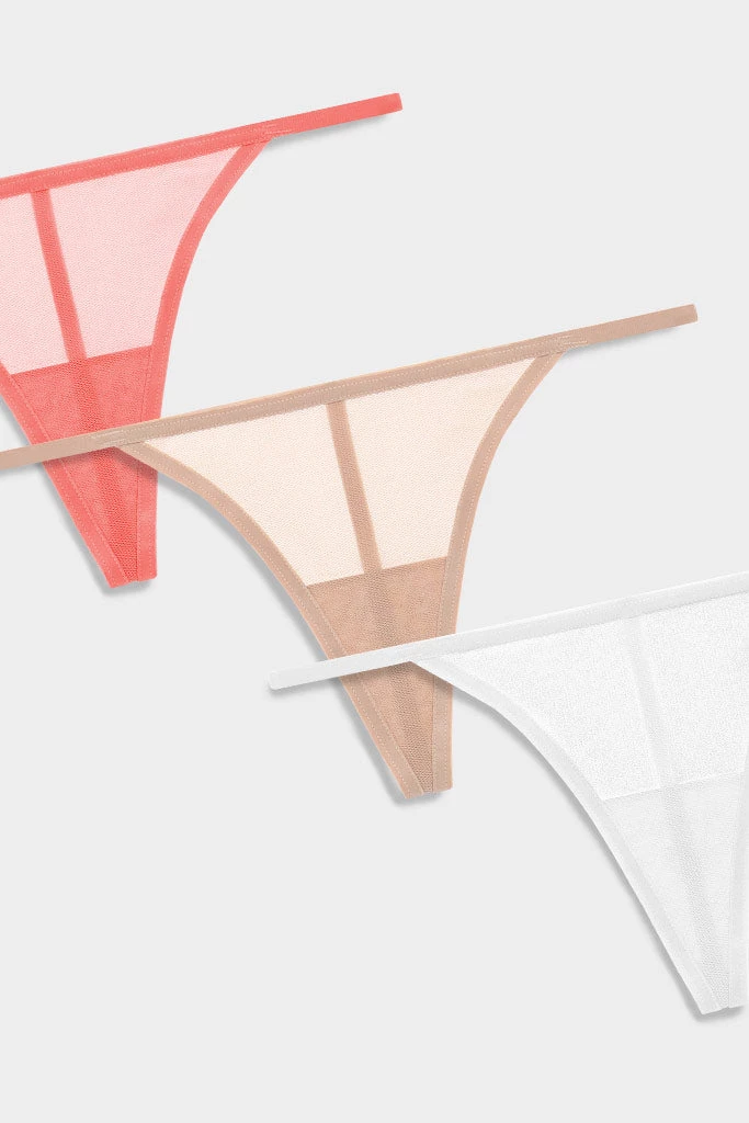 Negative Underwear Sieve G-String In Coral And In Buff And In White (3 Pack) Underwear 2 Negative Underwear Sieve G-String In Coral And In Buff And In White (3 Pack) Underwear