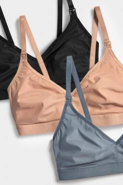 Negative Underwear Bras Silky Nursing Bra In Black And In Buff And In Slate (3 Pack)