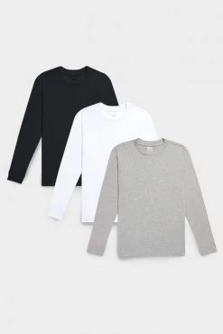 Negative Underwear Lounge Uniform Long Sleeve In Black And In White And In Heather Grey (3 Pack)