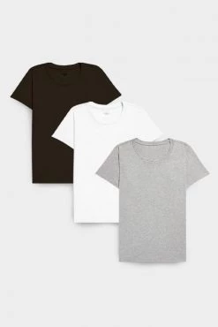 Negative Underwear Uniform Crew Tee In Black And In White And In Heather Grey (3 Pack)