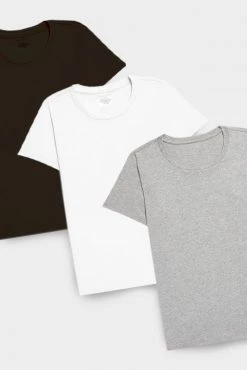 Negative Underwear Uniform Crew Tee In Black And In White And In Heather Grey (3 Pack)