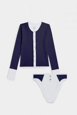 Negative Underwear Whipped Cardi + Whipped French Cut Brief In Navy + White (Pack)