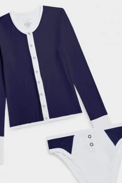 Negative Underwear Whipped Cardi + Whipped French Cut Brief In Navy + White (Pack)