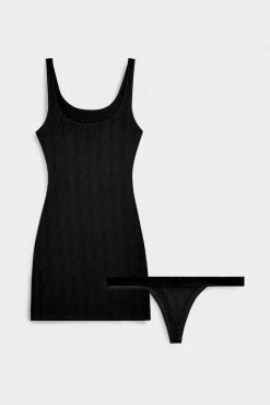 Negative Underwear Whipped Slip + Whipped Thong In Black (Pack) Thongs