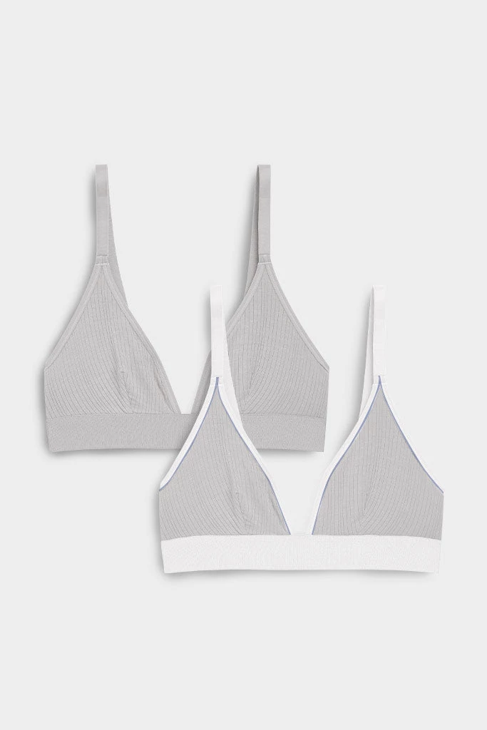 Negative Underwear Bras Whipped Triangle Bra In Moon And In Moon Colorblock (2 Pack) 2 Negative Underwear Bras Whipped Triangle Bra In Moon And In Moon Colorblock (2 Pack)