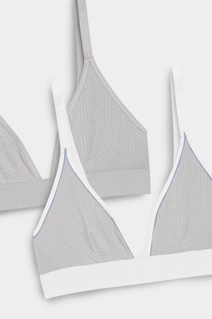 Negative Underwear Bras Whipped Triangle Bra In Moon And In Moon Colorblock (2 Pack) 1 Negative Underwear Bras Whipped Triangle Bra In Moon And In Moon Colorblock (2 Pack)