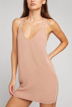 Negative Underwear Lounge Supreme Mini Slip In Buff + Off White