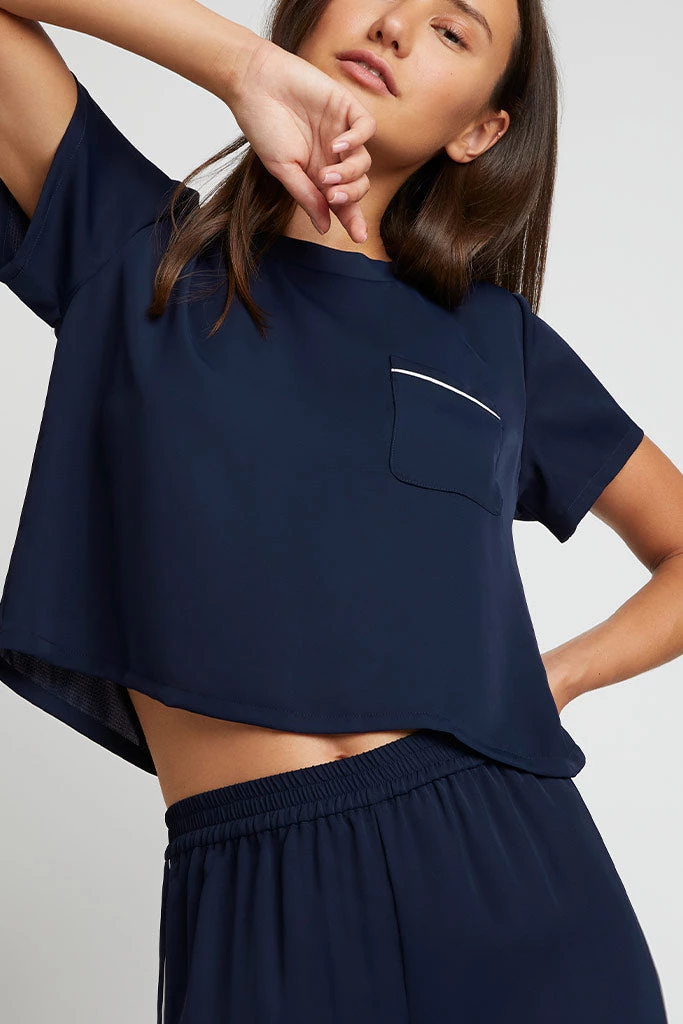 Negative Underwear Supreme Pocket Tee In Navy + White Lounge 1 Negative Underwear Supreme Pocket Tee In Navy + White Lounge