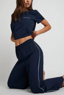 Negative Underwear Supreme Pocket Tee In Navy + White Lounge