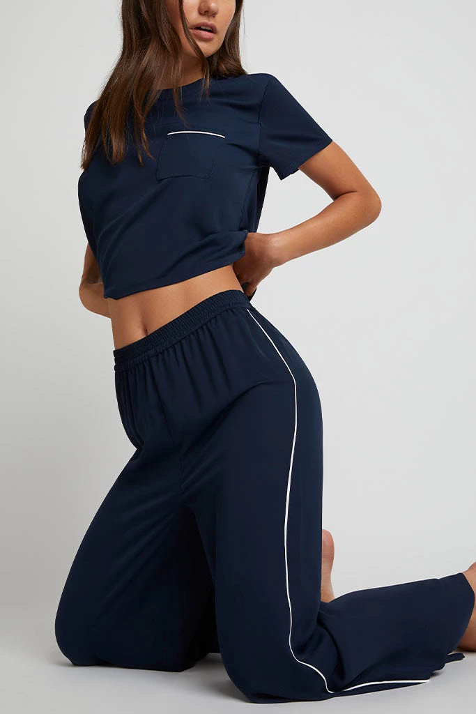 Negative Underwear Supreme Pocket Tee In Navy + White Lounge 2 Negative Underwear Supreme Pocket Tee In Navy + White Lounge